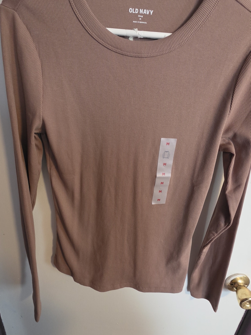 Old Navy Long Sleeve Ribbed Top — Beige/brown